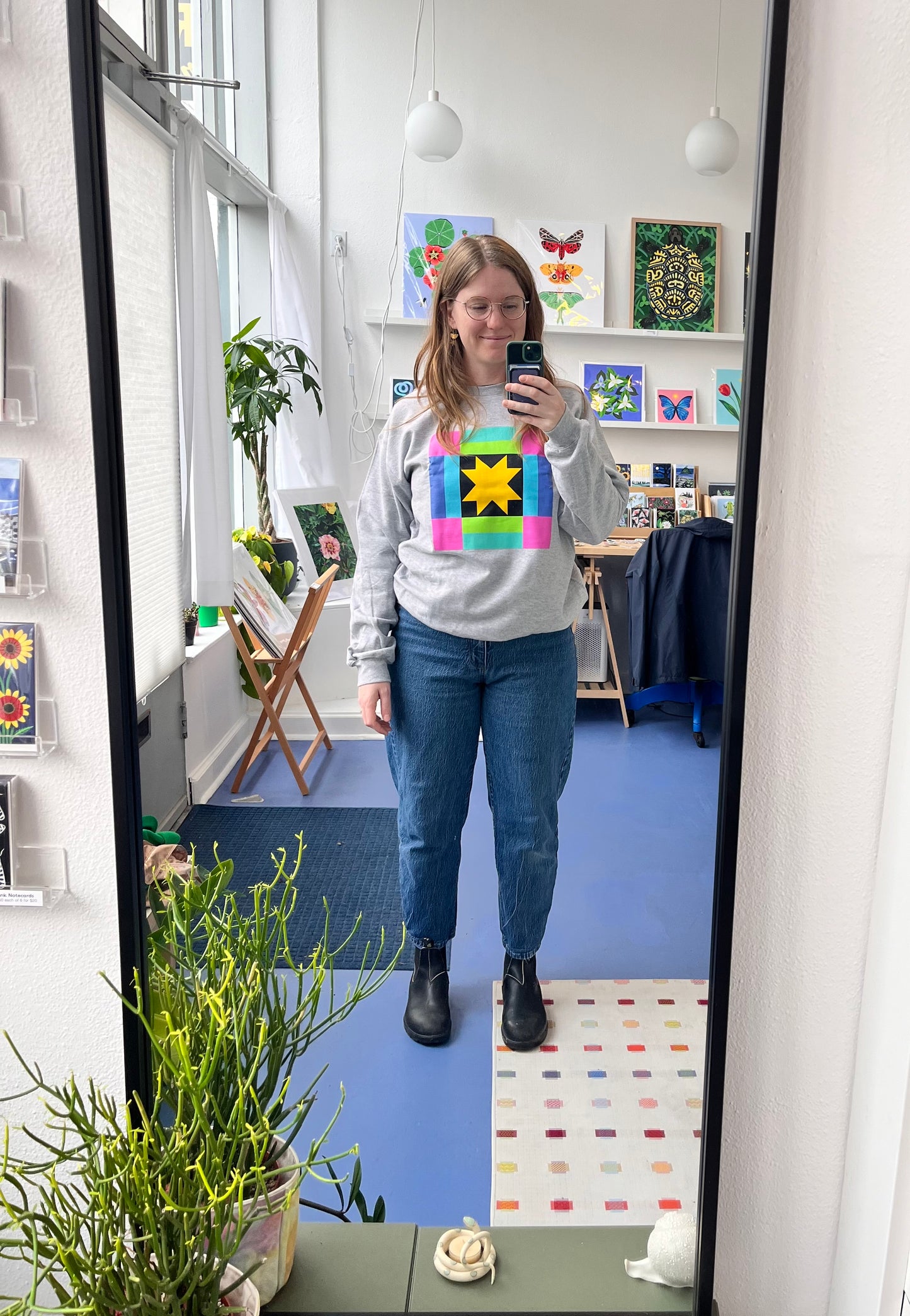 Quilt Sweatshirt Grey