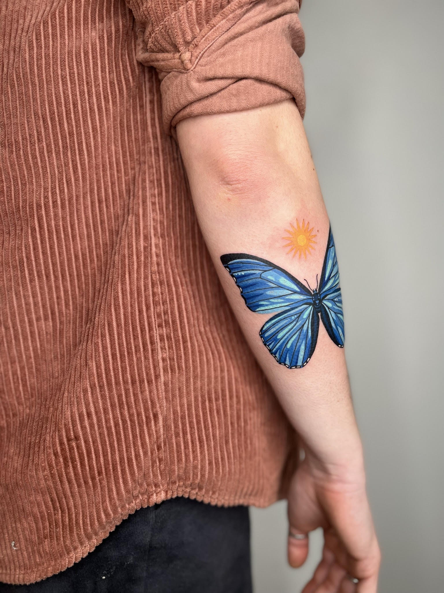Blue Morpho Butterfly color tattoo