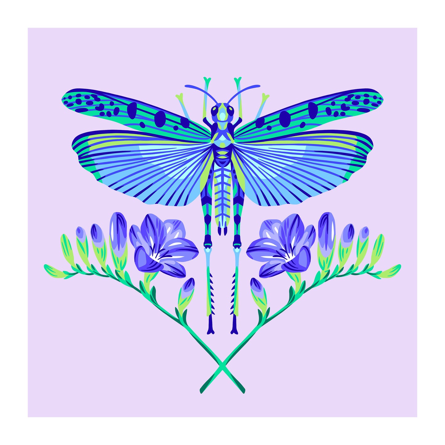 Grasshopper Flowers - Art Print