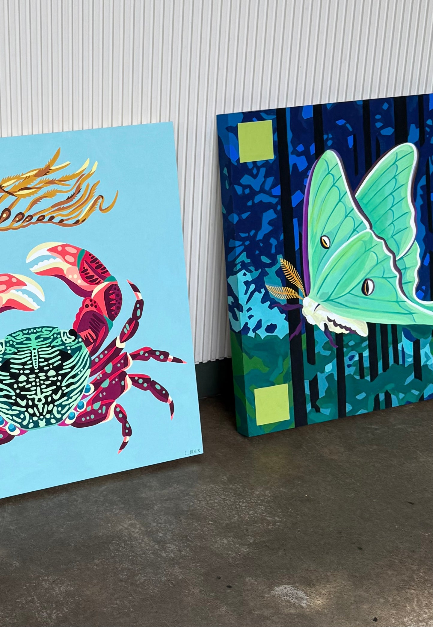 Luna Moth Original Painting on Birch Panel