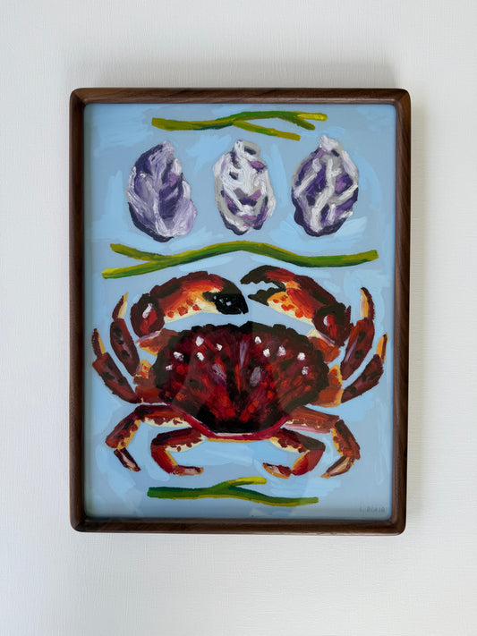 Red Rock Crab Original Oil Pastel Drawing
