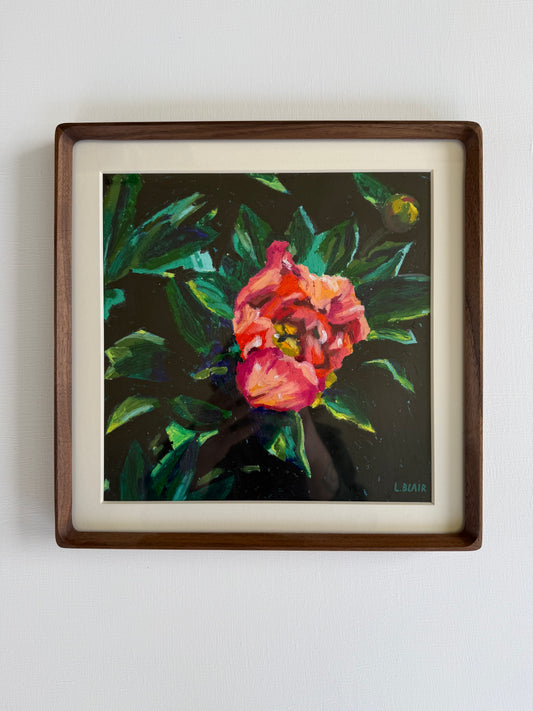 Peony Original Oil Pastel Drawing
