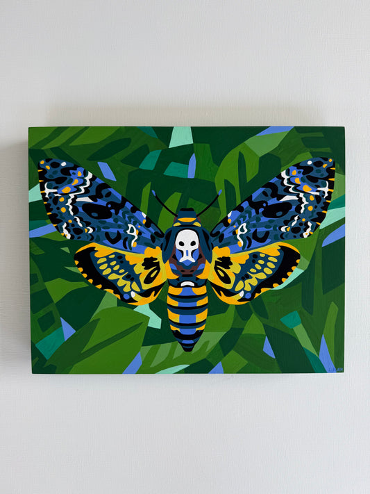 Death's Head Hawkmoth Original Painting on Birch Panel