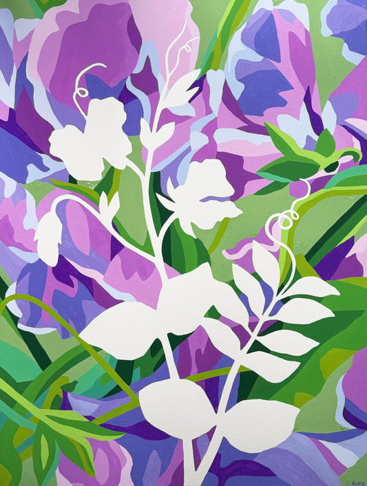 Sweet Pea Original Painting on Paper