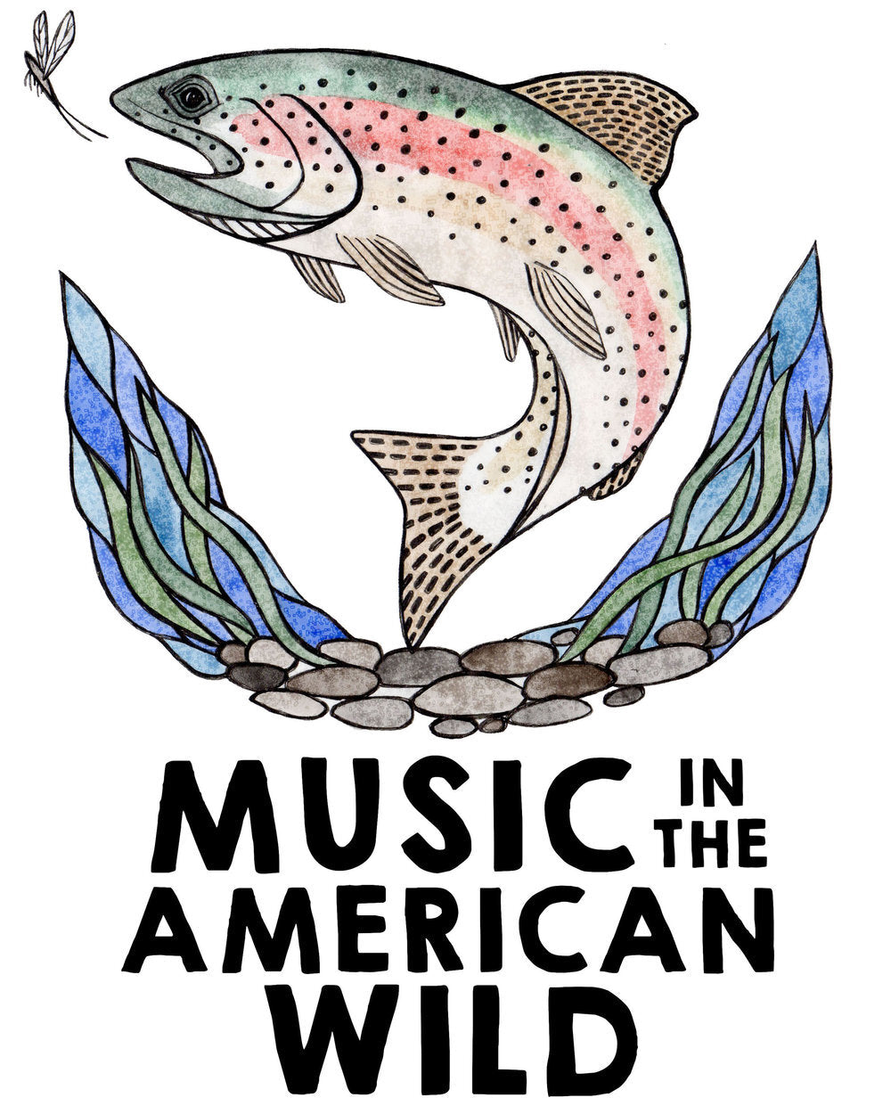 Poster for Music in the America Wild poster of a rainbow trout by Lauren Blair