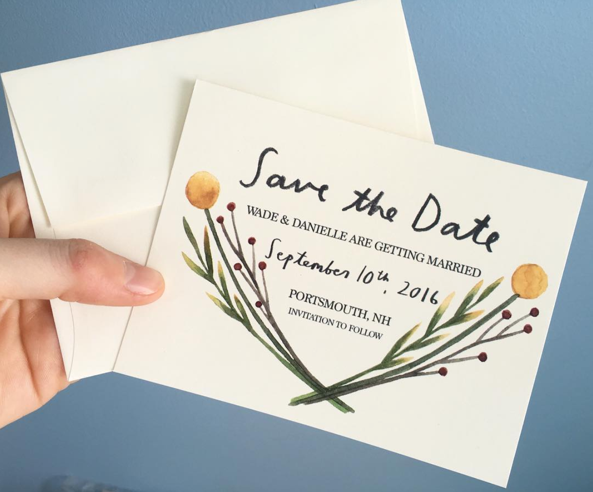 Save the Date wedding invite created by artist Lauren Blair