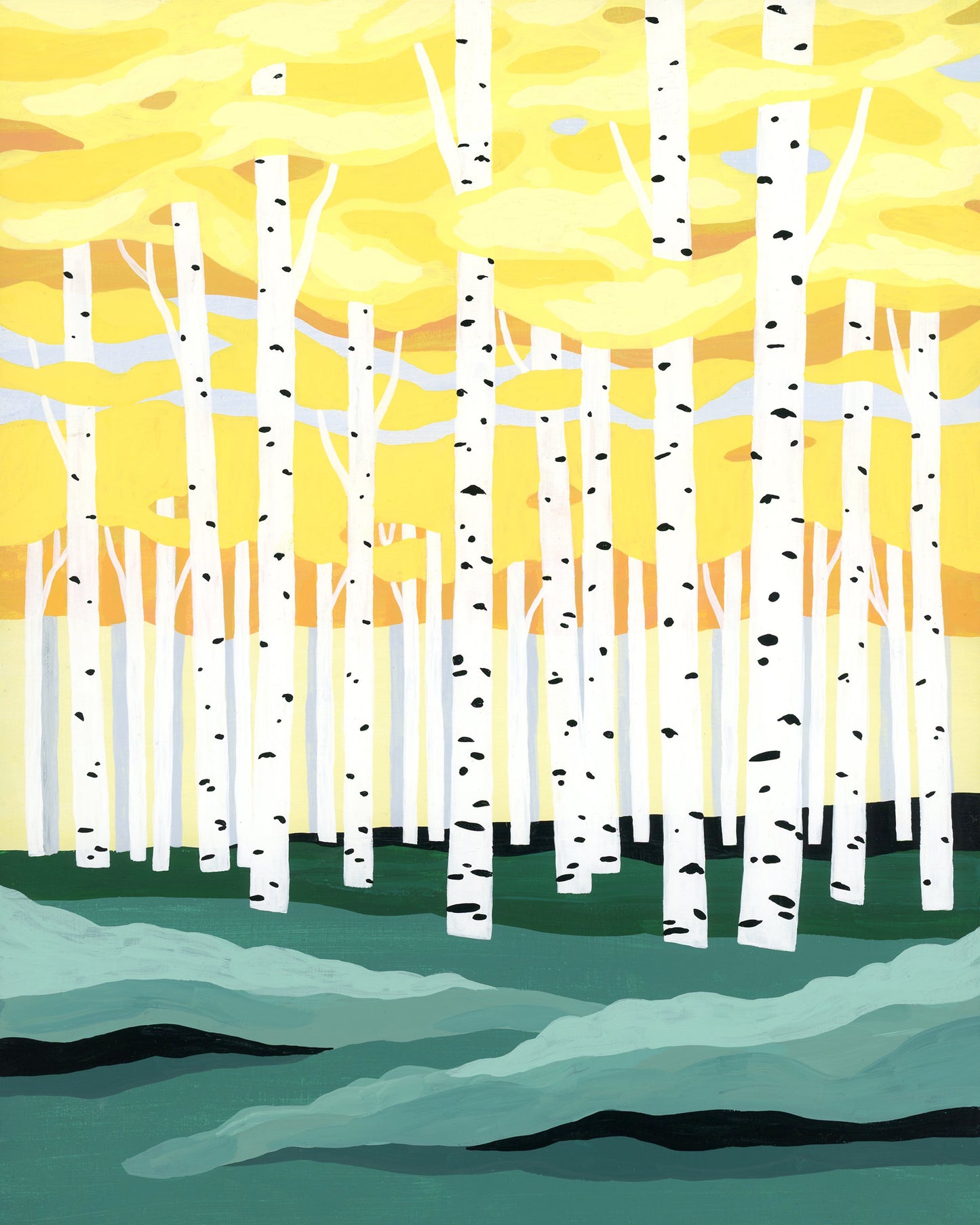 Original painting of the birch trees