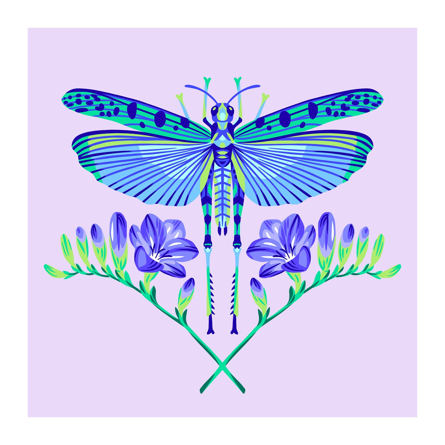 Grasshopper Flowers - Art Print