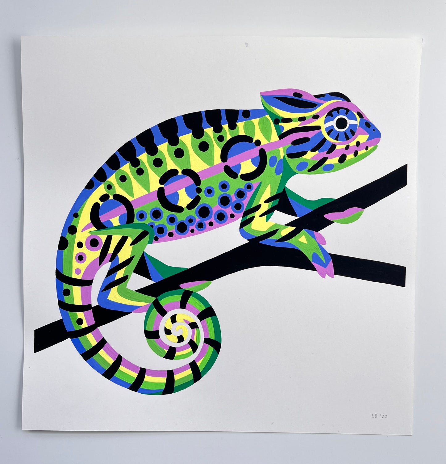 Chameleon Gouache Painting